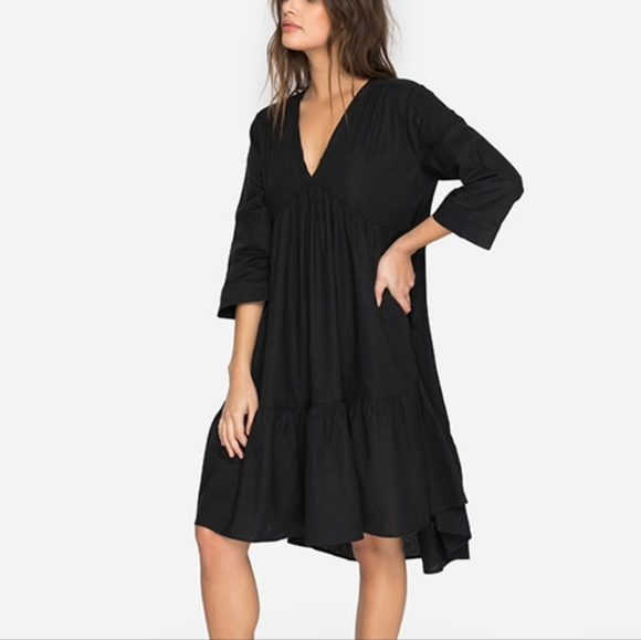 Johnny Was Black V-Neck Mini Dress - Picture 1 of 6